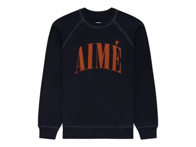 Pre-owned Aimé Leon Dore Men's Aime Leon Dore Aime Logo Crewneck Sweatshirt In Navy Blue