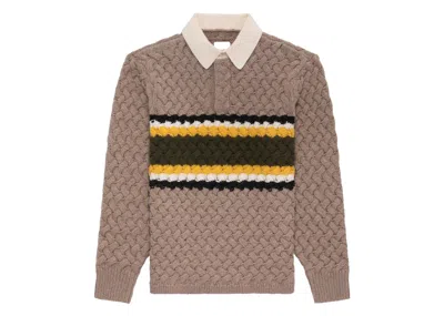 Pre-owned Aimé Leon Dore Men's Aime Leon Dore Basketweave Knit Rugby In Beige