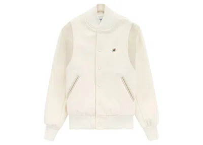 Pre-owned Aimé Leon Dore Men's Aime Leon Dore Crest Varsity Jacket In Cream In White