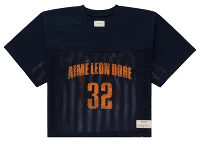 Pre-owned Aimé Leon Dore Men's Aime Leon Dore Cropped Practice Jersey In Navy Blue/yellow In Multi