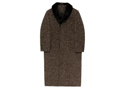 Pre-owned Aimé Leon Dore Men's Aime Leon Dore Fur Collar Topcoat In Black/brown