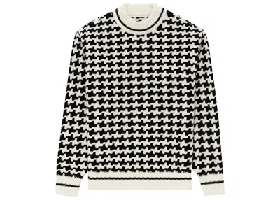 Pre-owned Aimé Leon Dore Men's Aime Leon Dore Knit Houndstooth Crewneck Sweatshirt Sweater In Black/white