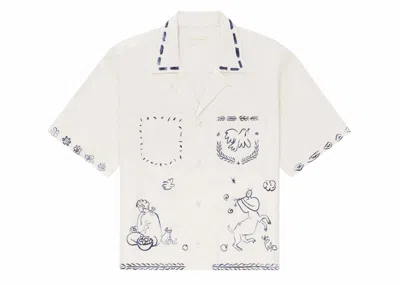 Pre-owned Aimé Leon Dore Men's Aime Leon Dore Lesvos Cropped Camp Shirt In Cream