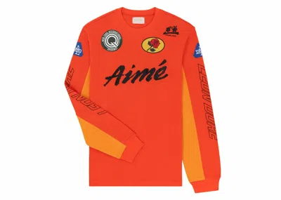Pre-owned Aimé Leon Dore Men's Aime Leon Dore Mesh Moto Longsleeve Tee Shirt In Orange