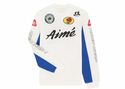 Pre-owned Aimé Leon Dore Men's Aime Leon Dore Mesh Moto Longsleeve Tee Shirt In White
