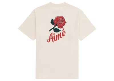 Pre-owned Aimé Leon Dore Men's Aime Leon Dore Rose Graphic Tee Shirt In Cream