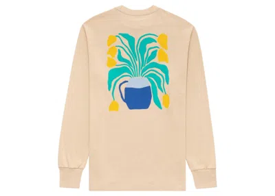 Pre-owned Aimé Leon Dore Men's Aime Leon Dore Tulips Longsleeve Graphic Tee Shirt In Tan