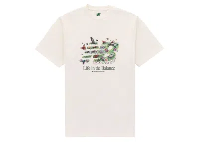 Pre-owned Aimé Leon Dore Men's Aime Leon Dore X New Balance Life In The Balance Graphic Tee Shirt In Off/white