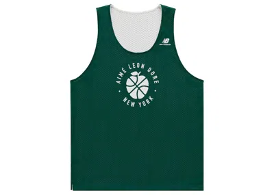 Pre-owned Aimé Leon Dore Men's Aime Leon Dore X New Balance Sonny Ny Reversible Jersey In White/green In Multi