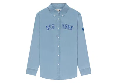 Pre-owned Aimé Leon Dore Men's Aime Leon Dore X New York Mets Chambray Shirt In Light Wash In Brown