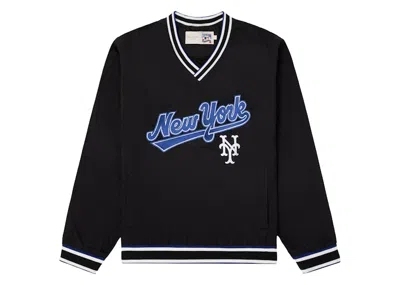 Pre-owned Aimé Leon Dore Men's Aime Leon Dore X New York Mets Nylon Vneck Pullover In Black