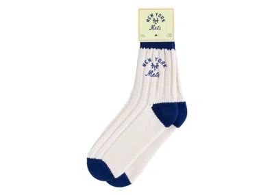 Pre-owned Aimé Leon Dore Men's Aime Leon Dore X New York Mets Sock In Cream/blue In Multi