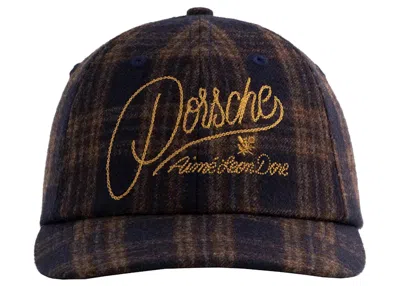 Pre-owned Aimé Leon Dore Men's Aime Leon Dore X Porsche 356 Plaid Wool Hat In Navy Blue