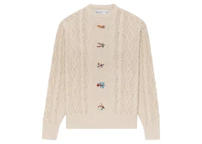 Pre-owned Aimé Leon Dore Men's Aime Leon Dore X Woolrich Flies Sweater In Cream