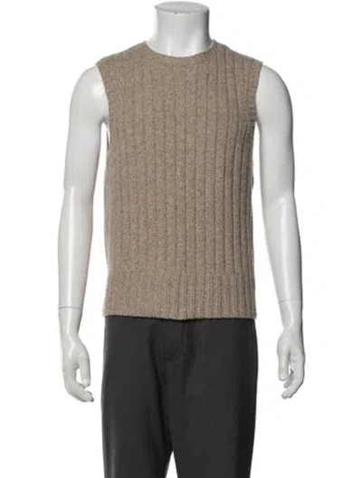 Pre-owned Aimé Leon Dore Merino Wool Crew Neck Sweater Vest In Neutrals