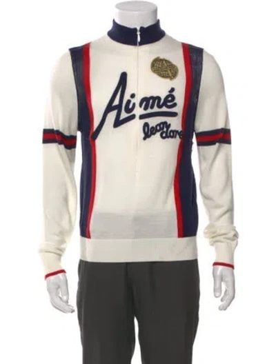 Pre-owned Aimé Leon Dore Merino Wool Graphic Print Cardigan In Neutral
