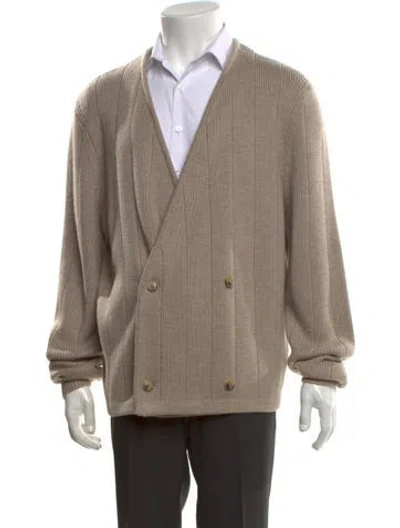 Pre-owned Aimé Leon Dore Merino Wool Open Front Cardigan In Neutrals