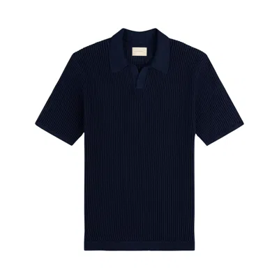 Pre-owned Aimé Leon Dore Mesh Knit Polo 'navy Blazer' | Blue | Men's Size Xl