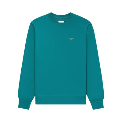 Pre-owned Aimé Leon Dore Micro Logo Crewneck Sweatshirt 'kayaking' | Teal | Men's Size L In Blue