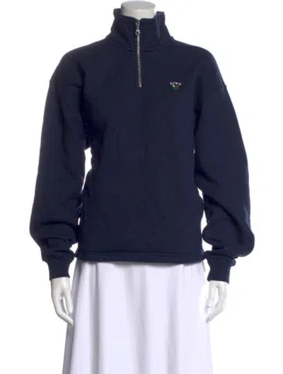 Pre-owned Aimé Leon Dore Mock Neck Long Sleeve Sweatshirt In Blue