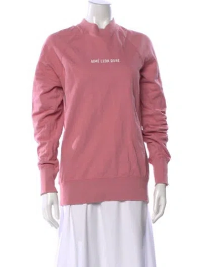 Pre-owned Aimé Leon Dore Mock Neck Long Sleeve Sweatshirt In Pink