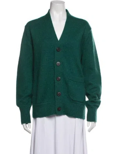 Pre-owned Aimé Leon Dore Mohair V-neck Sweater In Green