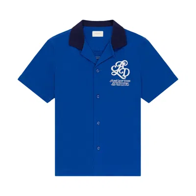 Pre-owned Aimé Leon Dore Monogram Bowling Shirt 'classic Blue' | Men's Size Xl