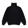 Aimé Leon Dore Navy Button Turtleneck Sweater In Black