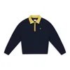 Aimé Leon Dore Navy Crest Quarter Zip Sweater In Blue