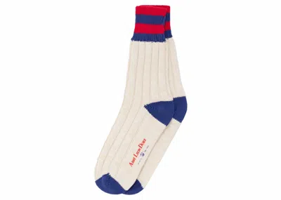 Pre-owned Aimé Leon Dore New Balance Striped Boot Sock In Cream In White