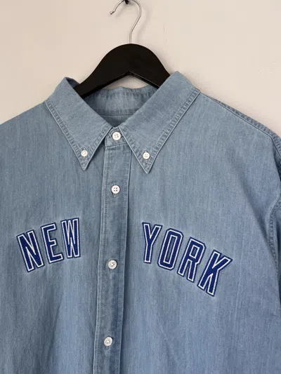 Pre-owned Aimé Leon Dore New York Mets Chambray Button Up Shirt In Blue