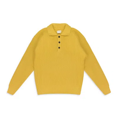 Aimé Leon Dore Orange Shaker Stitch Polo Shirt In Yellow