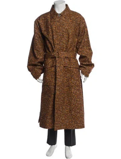 Pre-owned Aimé Leon Dore Paisley Print Trench Coat In Brown