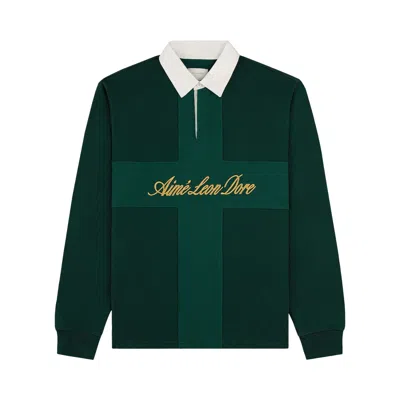 Pre-owned Aimé Leon Dore Paneled Sail Rugby 'pine Grove' | Green | Men's Size M