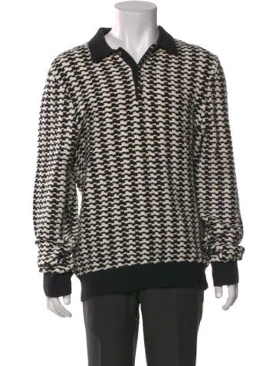 Pre-owned Aimé Leon Dore Patterned Collar Polo Sweater In Black