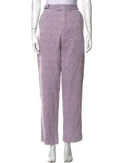 Pre-owned Aimé Leon Dore Patterned Straight Leg Pants In Purple