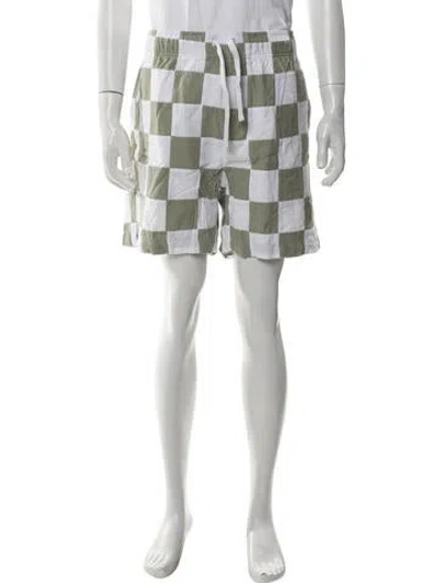 Pre-owned Aimé Leon Dore Plaid Print Jogger Shorts In Green