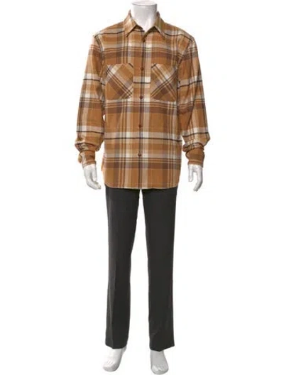 Pre-owned Aimé Leon Dore Plaid Print Long Sleeve Shirt In Brown