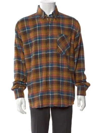 Pre-owned Aimé Leon Dore Plaid Print Long Sleeve Shirt In Brown