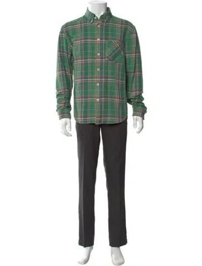 Pre-owned Aimé Leon Dore Plaid Print Long Sleeve Shirt In Green