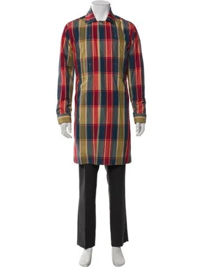 Pre-owned Aimé Leon Dore Plaid Print Overcoat In Green