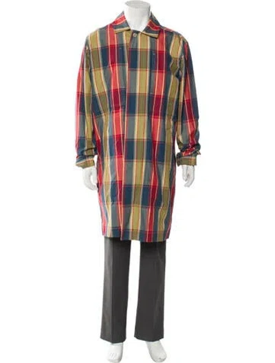 Pre-owned Aimé Leon Dore Plaid Print Overcoat In Green