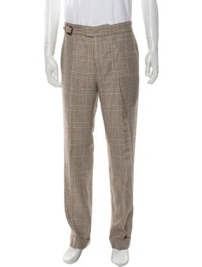 Pre-owned Aimé Leon Dore Plaid Print Pants In Neutral