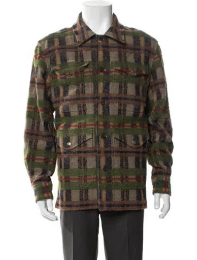 Pre-owned Aimé Leon Dore Plaid Print Trucker Jacket In Green