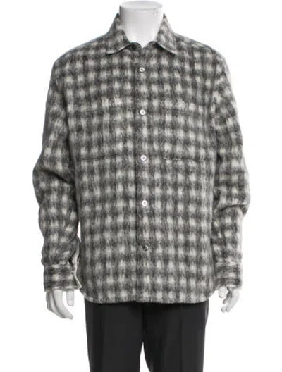 Pre-owned Aimé Leon Dore Plaid Print Trucker Jacket W/ Tags In Gray