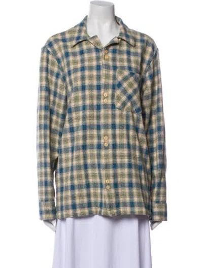 Pre-owned Aimé Leon Dore Plaid Print V-neck Sweater In Blue
