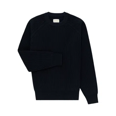 Pre-owned Aimé Leon Dore Plaited Crewneck Sweater 'navy Blazer' | Blue | Men's Size Xs