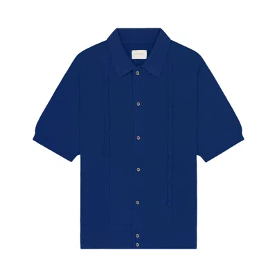 Pre-owned Aimé Leon Dore Pointelle Cardigan Polo 'royal Blue' | Men's Size Xs