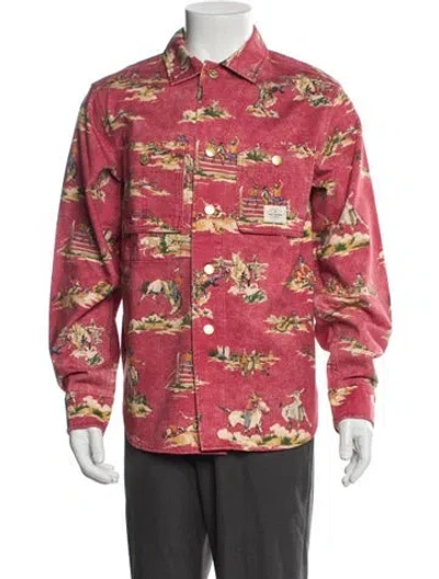 Pre-owned Aimé Leon Dore Printed Denim Jacket In Pink