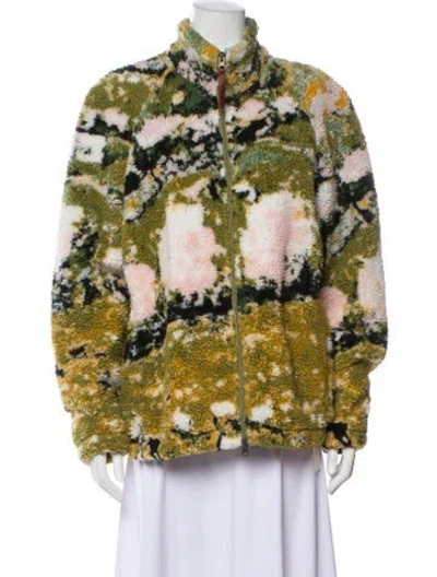 Pre-owned Aimé Leon Dore Printed Faux Fur Jacket In Green